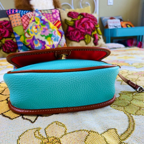 Dooney and Bourke Leather Grain Crossbody Saddle Bag in Turquoise Blue - Picture 5 of 15